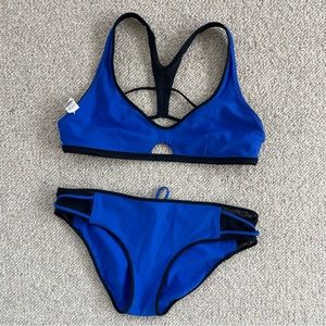 Lululemon blue & black reversible bikini set